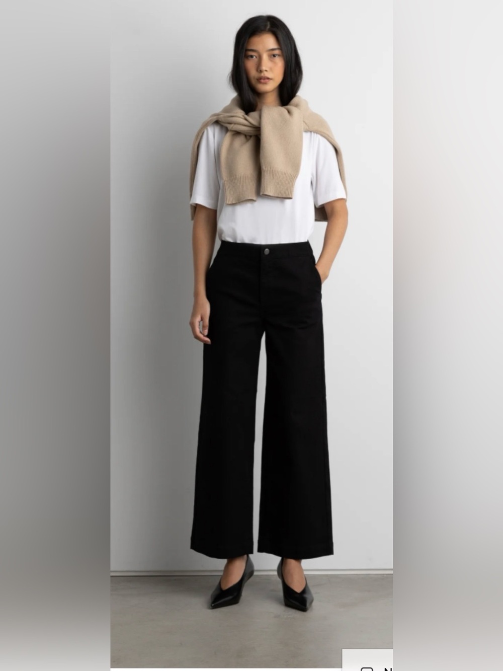 Oak + Fort cropped twill wide leg pant